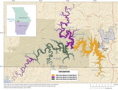 Bathymetric Map And Surface Area And Capacity Table For Table Rock Lake Near Branson Missouri 2020 Bathymetric Map And Surface Area And Capacity Table For Table Rock Lake Near Branson Missouri 2020