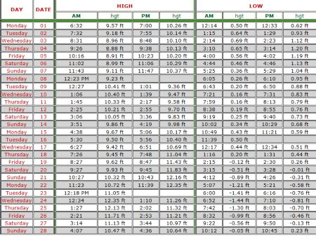 Brewster Cape Cod Tide Chart