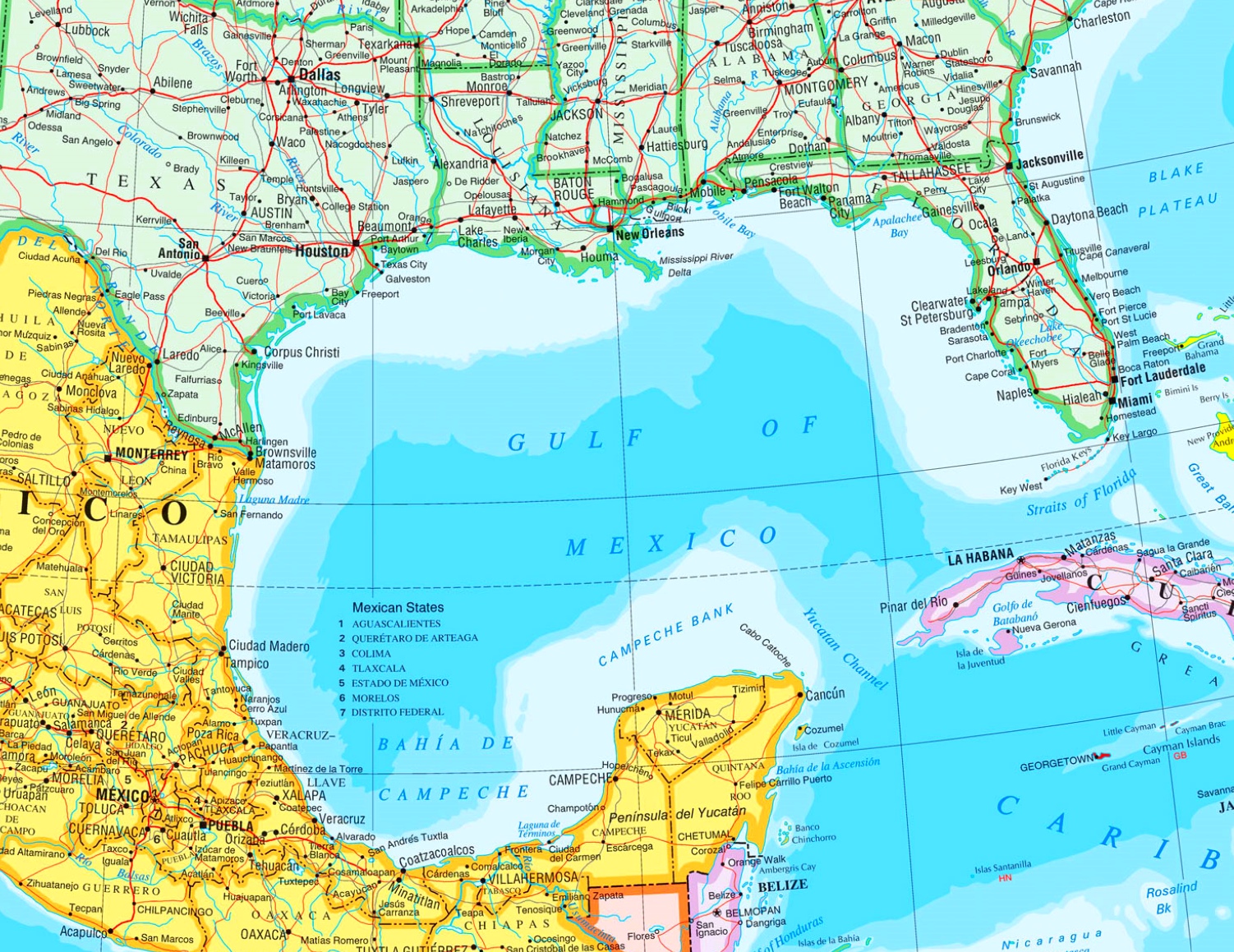 Gulf of Mexico States Map