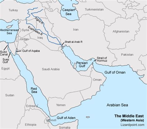 Middle East Map Bodies Of Water Middle East Map Bodies Of Water