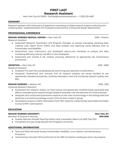 Research Assistant Resume Example Skills For 2025 Research Assistant Resume Example Skills For 2025