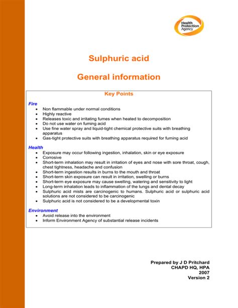 Sulphuric Acid General Information Sulphuric Acid General Information